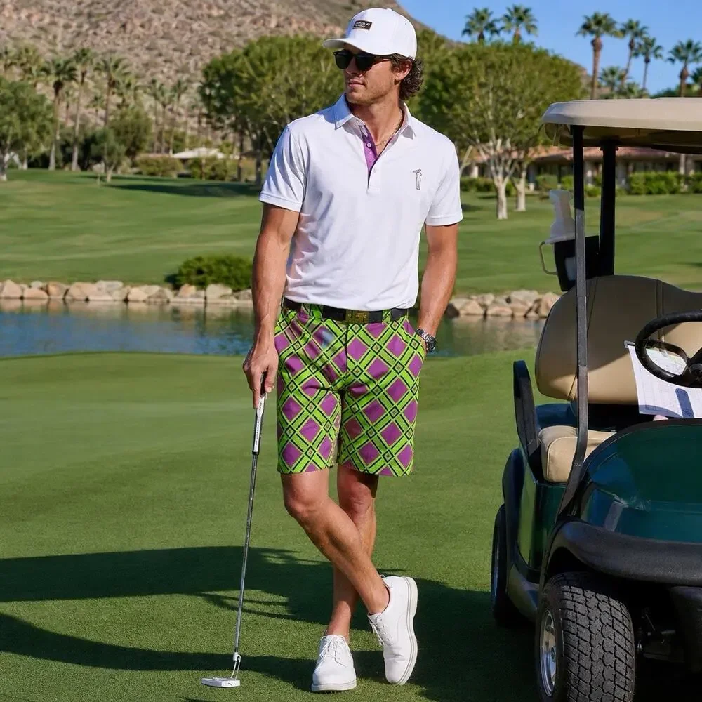 Loudmouth Vibrant Abstract Golf Shorts Mens 34 Dopamine Maximalist Artsy Preppy